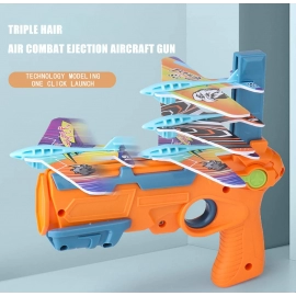 HOT！Airplane Launcher Bubble Catapult With 6 Small Plane Toy Funny Airplane Toys for Kids plane Catapult Gun Shooting Game Gift