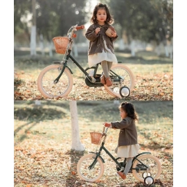  Children's Bicycle Girl 3-6 Years Old Baby Bicycle 16 Inch Japanese Retro Bicycle Auxiliary Wheel Child Stroller