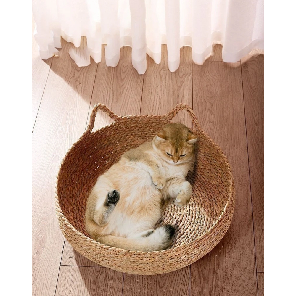 Cat Bed Four Season Cat Scratching Board Rattan Washable Rabbit Litter Cat Supplies Woven Removable Cushion Sleeping House