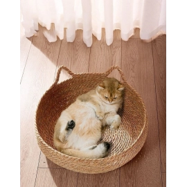 Cat Bed Four Season Cat Scratching Board Rattan Washable Rabbit Litter Cat Supplies Woven Removable Cushion Sleeping House